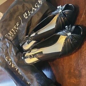 White House Black Market, black, Antonia, slingback, 4in heel, 8.5 , silver, bow